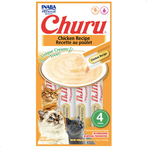 Petisco Premium Churu Sabor Frango Para Gatos 4 Tubos 