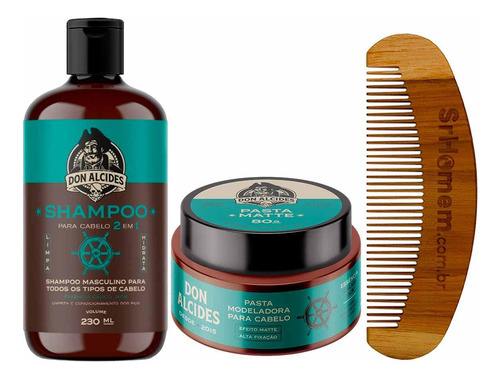 Shampoo 230ml E Pasta Cálico Jack Pente Curvo Don Alcides