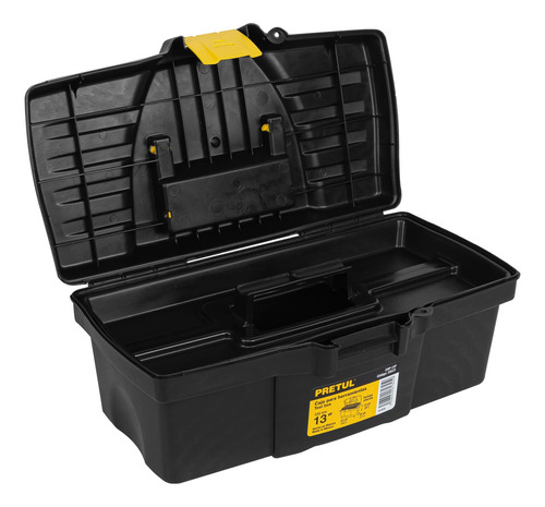 Caja Para Herramienta Plastica Uso Rudo Compartimentos 13' Negro Con Amarillo Sin Compartimentos