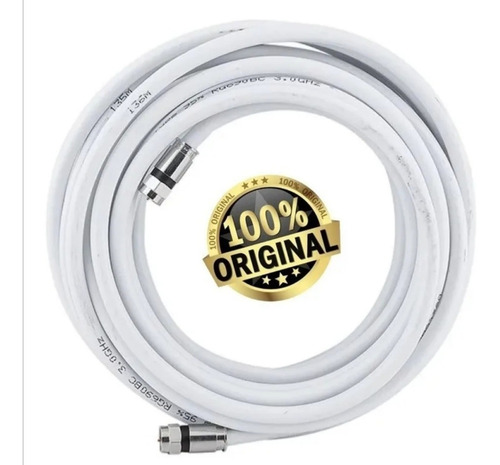 Cable Coaxial Rg6 Original Blanco Vtr + Grampas 5 Metros