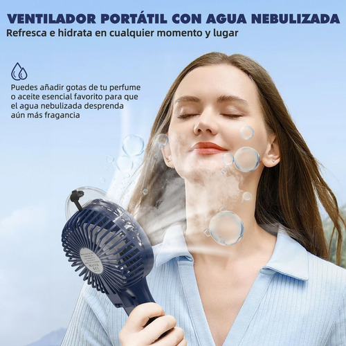 Ventilador Niebla Mini Plegable Mano Eléctrico Con 3 Niveles