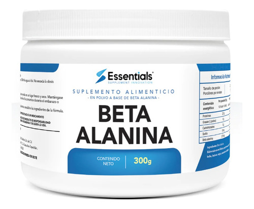 Essentials Beta Alanina 300 Gr 120 Serv Sabor Sin sabor