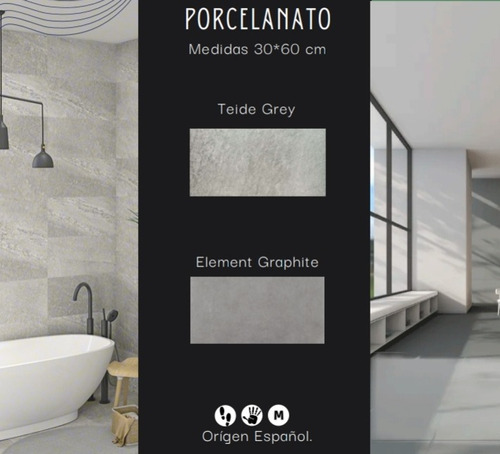 Disu Porcelanato Element Graphite 30x60. Rect Cementado