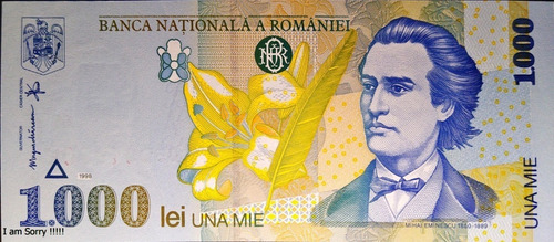 Billete Rumanía 1000 Lei Unc