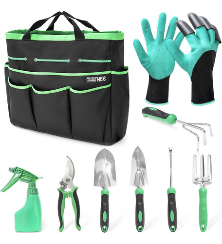 Juego De 9 Herramientas De Jardín Acero Inoxidable Con Bolsa