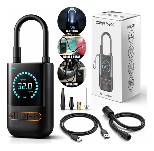 Compressor De Ar Digital Pneu Calibrador Portátil Para Carro Moto Bike Sem Fio Mini Bomba De Ar Elétrico Tela Digital Led