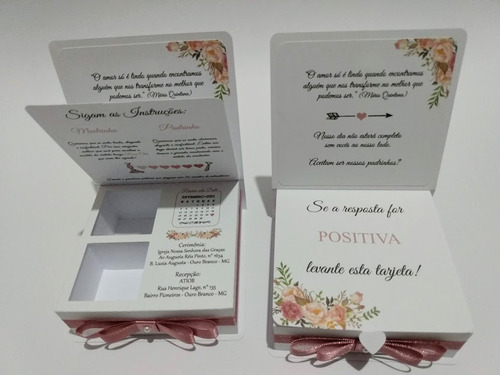 Imagem 2 de 4 de 04 Convite Caixa De Bombom Para Padrinhos Casamento