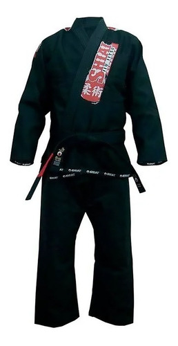 Kimono Jiu Jitsu Negro Azul Blanco Shiai Tramado Mediano Cuo