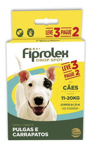 Antipulgas Ceva Fiprolex Cães De 11 Até 20kg Leve 3 Pague 2
