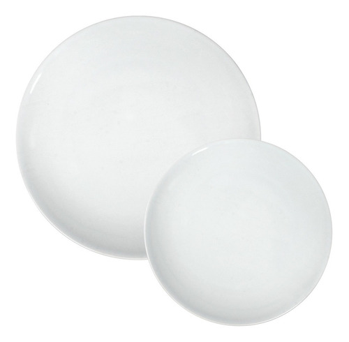 Imagen 2 de 9 de Set 8 Piezas Plato Playo Postre Liso Porcelana Blanca Import