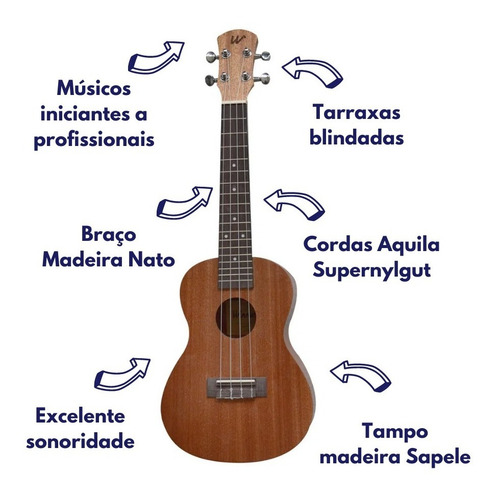 Imagem 3 de 6 de Ukulele Winner Concert 23 Sapele Laminado Sem Capa 11023
