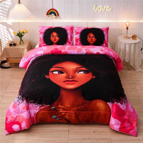 Ntbed African American Camo Girl Comforter Sets Queen Pink C