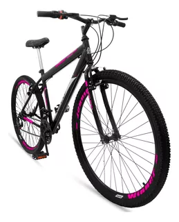 Mountain bike Ello Bike Velox aro 26 21v freios v-brakes câmbios Ltx cor preto/rosa com descanso lateral