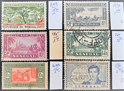 Senegal, Lote De 6 Sellos Altos Años 1914-1965 Usados L19000