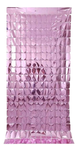 4 Cortina Metálica Cuadrada Tipo Panel Decorativo Cuadros 4d Color Rosa Claro