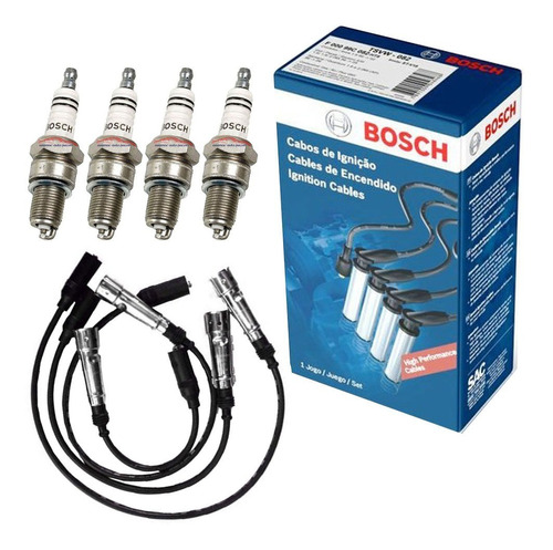 Kit Cables + Bujias Bosch 3 Electrodos P/ Gol 1.6 C/ Distribuidor