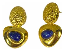 Comprar Aros Bañado En Oro 18k Lapislázuli Cabujon Natural