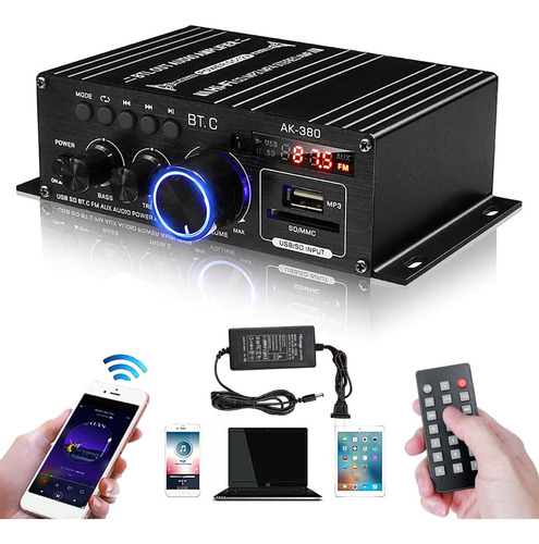 2 Canales 800w Digital Bluetooth Amplificador Usb Mini Home