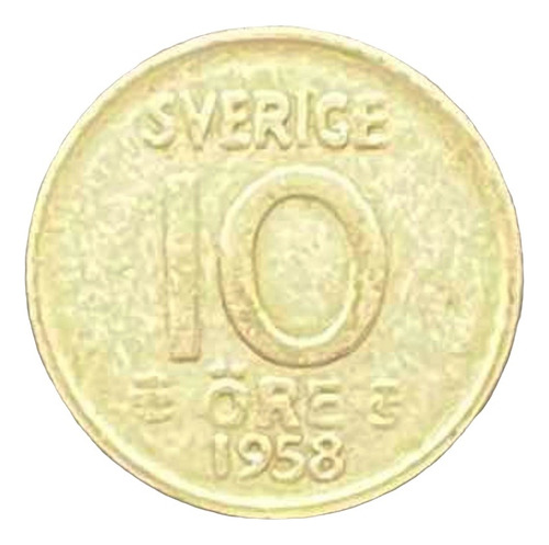 Suecia - 10 Ore - Año 1958 - Km #823 - Plata .400 - Corona