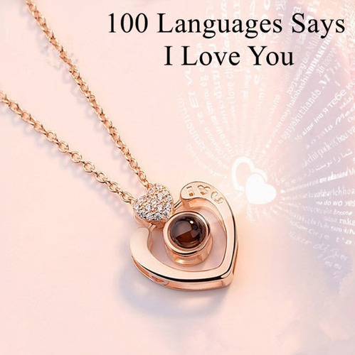 Imagen 4 de 10 de Collar Proyecta Te Amo 100 Idiomas Cadena Y Caja De Regalo