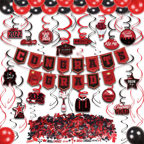 Korte Kit Decoracion Graduacion Rojo Negro 2022 Para Colgar