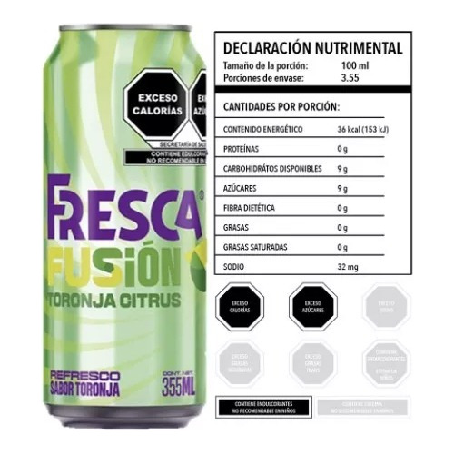 Refresco Fresca Fusion Toronja Citrus 3 Pzs De 355 Ml C/u