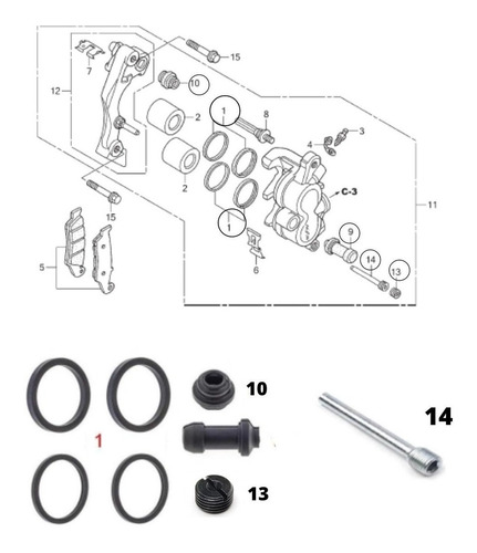 Parafuso Pinça Freio + Coifa + Oring Retentor Crf 230 Crf230