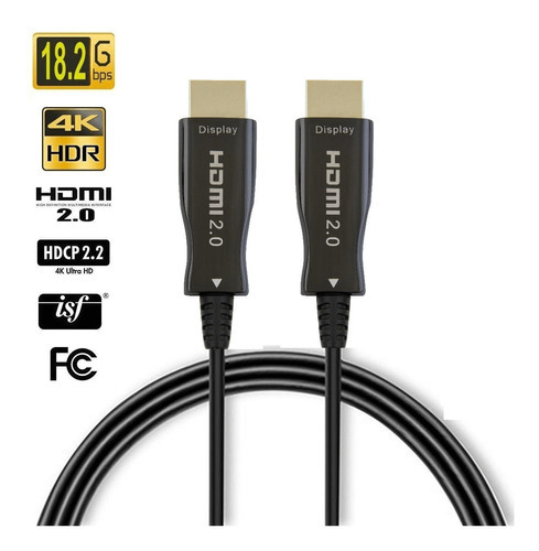 Cabo Fibra Óptica Ativa (aoc) Hdmi2.0 4k 60hz/18gbps 30metro