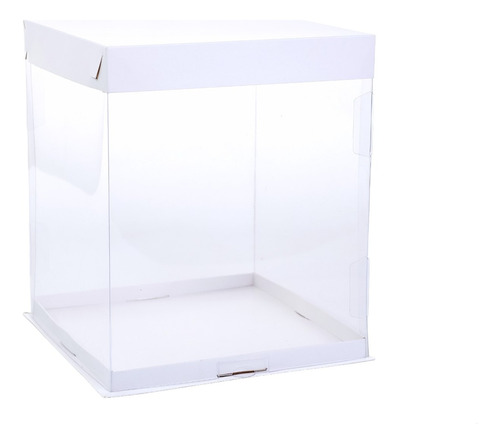 Caja Pvc Cristal Base Bandeja + Tapa 26 X 26 X 30 Cm (x50 U.) Tortas Altas Drip Acetato - 145c Bauletto