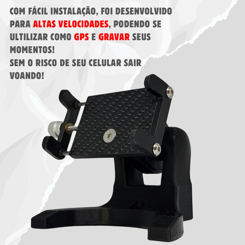 Suporte De Celular Para Moto Yamaha R15 Fixação No Tanque Preto