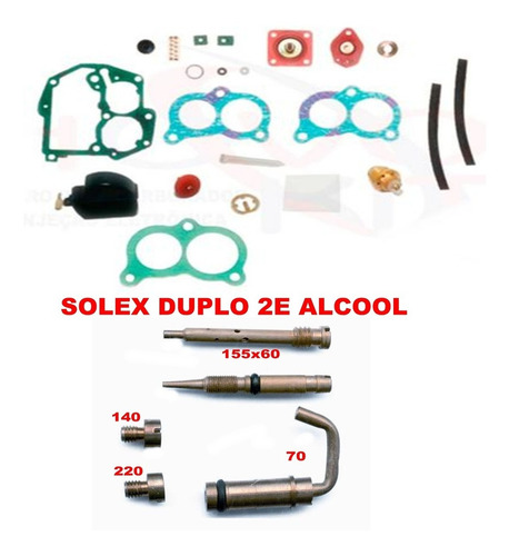 Kit Carburador Solex Duplo 2e Gol/parat/santana 84/89 Alcool