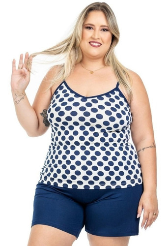 Shortdool Pijama Plus Size Alça Curto Malha Fresca Envio 24h