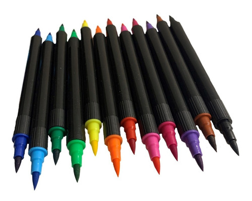 Marcadores Doble Punta Pincel X12 Colores Para Lettering