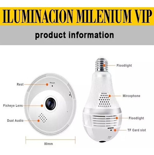 Imagen 2 de 8 de Foco Led Cámara Espía Ip 360 Wifi Monitoreo Celular Sguridad