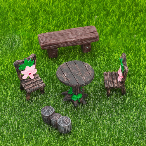 14 Piezas De Accesorios En Miniatura De Jardín, Mini Mesa Y