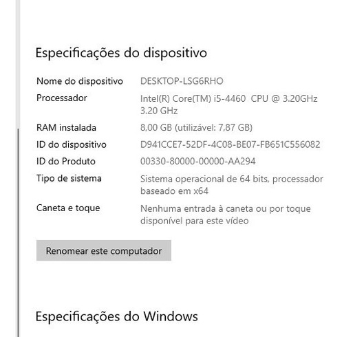 Pc Gamer Intel Quadcore I5-4460 Cpu @3.2ghz X64