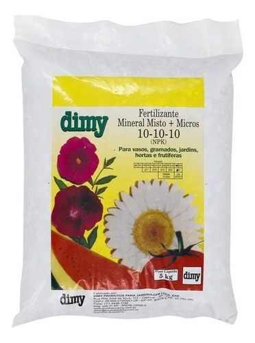 Fertilizante Adubo Mineral Npk 10-10-10 Granulado 5kg Dimy