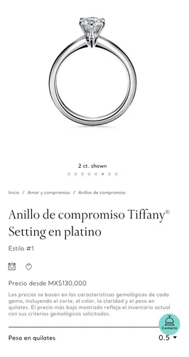 Anillo de compromiso tiffany setting en platino precio sale