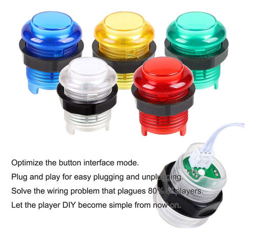 Arcade Joystick Buttons Kit Fosiya Led Ellipse Oval Style