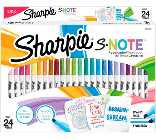 Destacadores S-note Pastel 24 Colores Sharpie Rnw