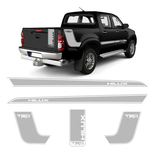 Faixa Toyota Hilux Trd Sport Adesivo Cinza Lateral/caçamba