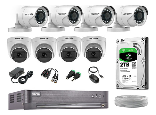 Cámaras De Seguridad Kit 8 Full Hd Hikvision 4 Camaras Audio