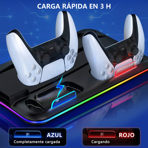 Base De Cargador Enfriadora Para Ps5/ps5 Slim Controles Color Negro