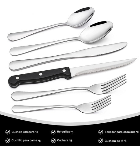 Juego De 48pcs Cuchillo, Tenedor Y Cuchara Acero Inoxidable