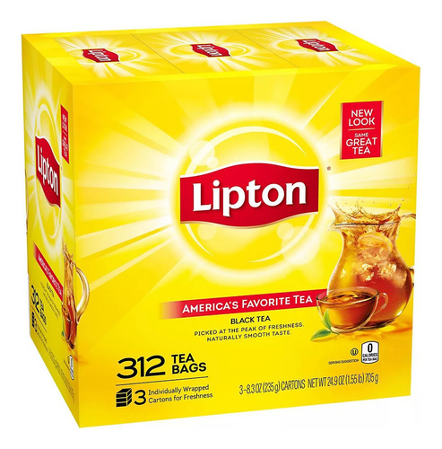 Imagen 2 de 10 de Te Lipton Black Tea El Favorito De América 312 Bolsitas