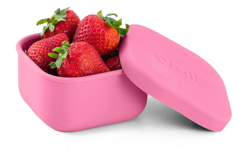 Recipiente De Silicona Color Rosa Para Snacks Tapa Hermetica