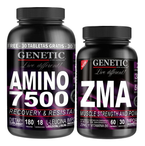 Fuerza Energía Recuperación Zma 30servs + Amino 7500 Genetic