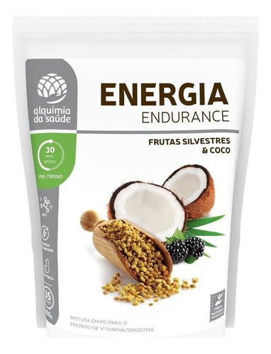 Energia Endurance Frutas & Coco Alquimia Da Saúde 350g Sabor frutas silvestres e coco