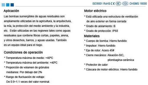 Bombas De Achique Sumergibles 5.5hp Volt 220 Happy Wq50-15-4