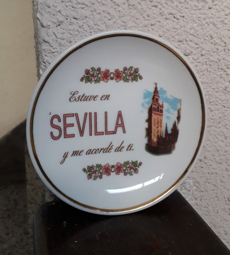 Plato Sevilla España Porcelana La Giralda Catedral 12cm